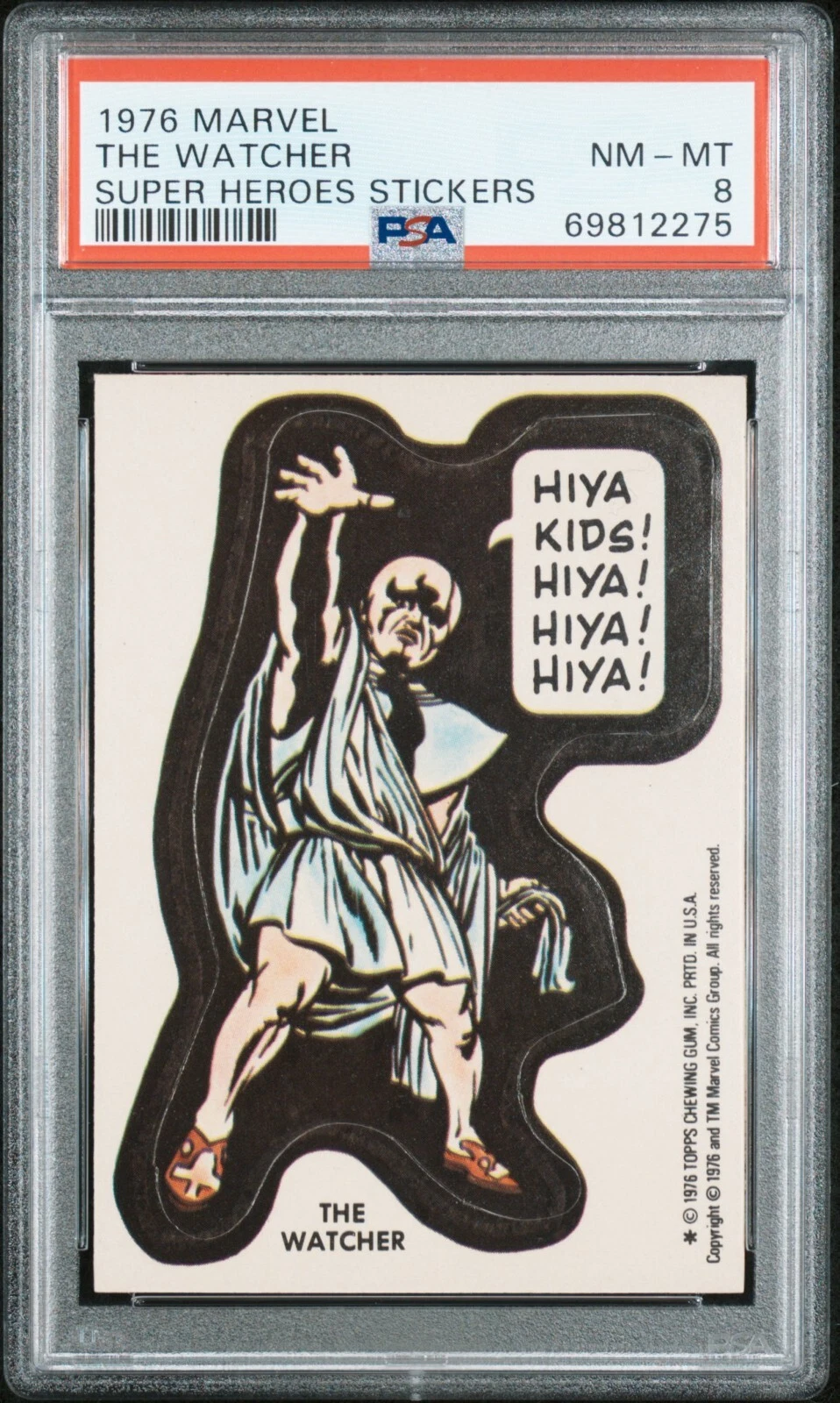 1976 MARVEL SUPER HEROES STICKERS THE WATCHER PSA 8 COLLECTIBLE MEMORABILIA