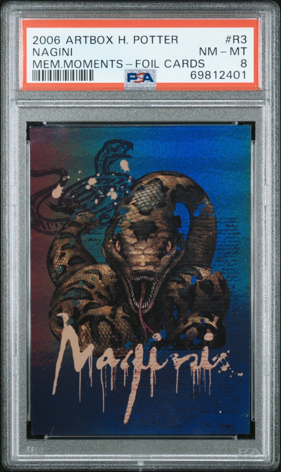 2006 ARTBOX HARRY POTTER MEMORABLE MOMENTS FOIL R3 NAGINI PSA 8 COLLECTIBLE MEMORABILIA