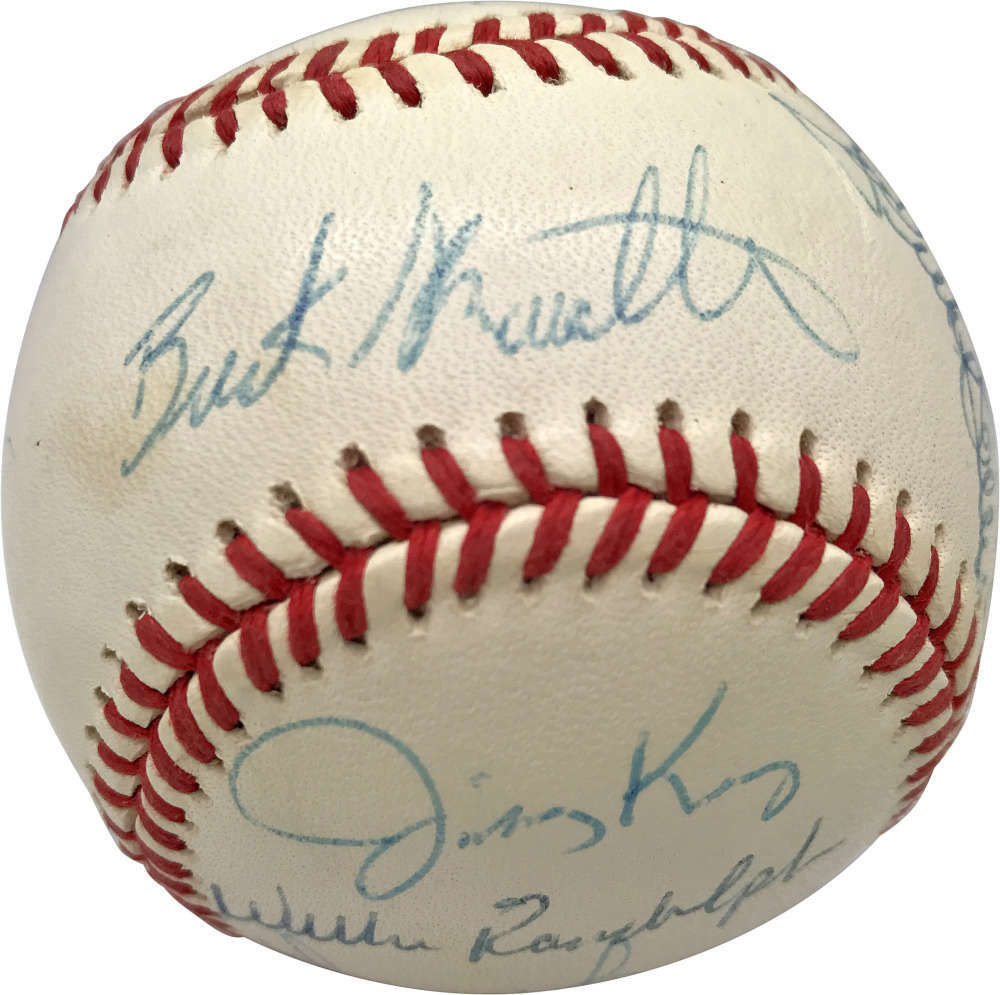 1995 Yankees Team Signed Autographed Baseball OAL Jeter Rivera Mattingly PSA/DNA