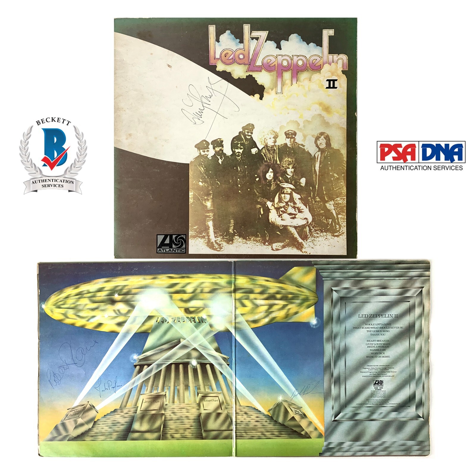 Led Zeppelin Group Signed II Album Bonham Plant Page Jones Beckett BAS PSA/DNA