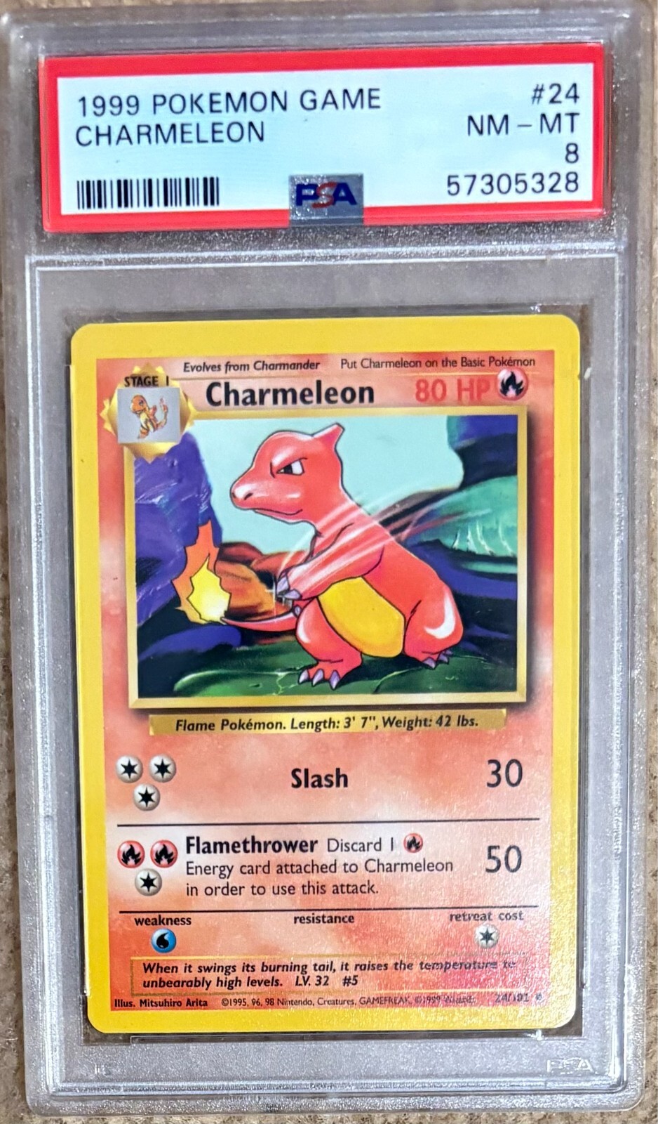 1999 POKEMON BASE SET CHARMELEON 24 PSA 8 COLLECTIBLE MEMORABILIA