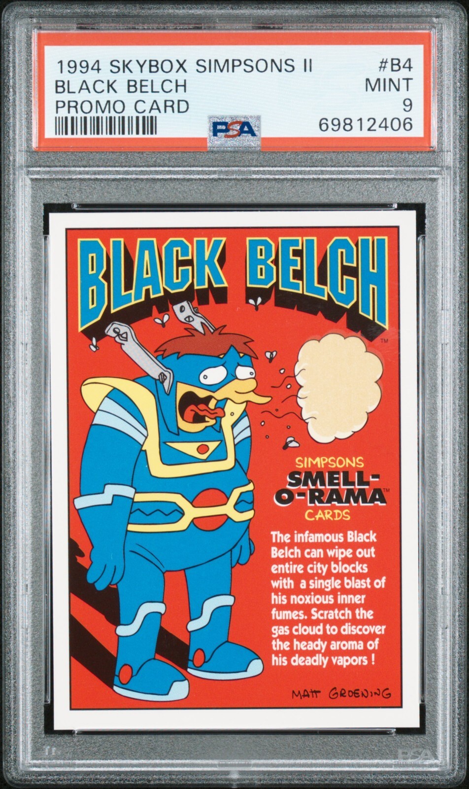 1994 Skybox Simpsons II Promo Card B4 Black Belch PSA 9