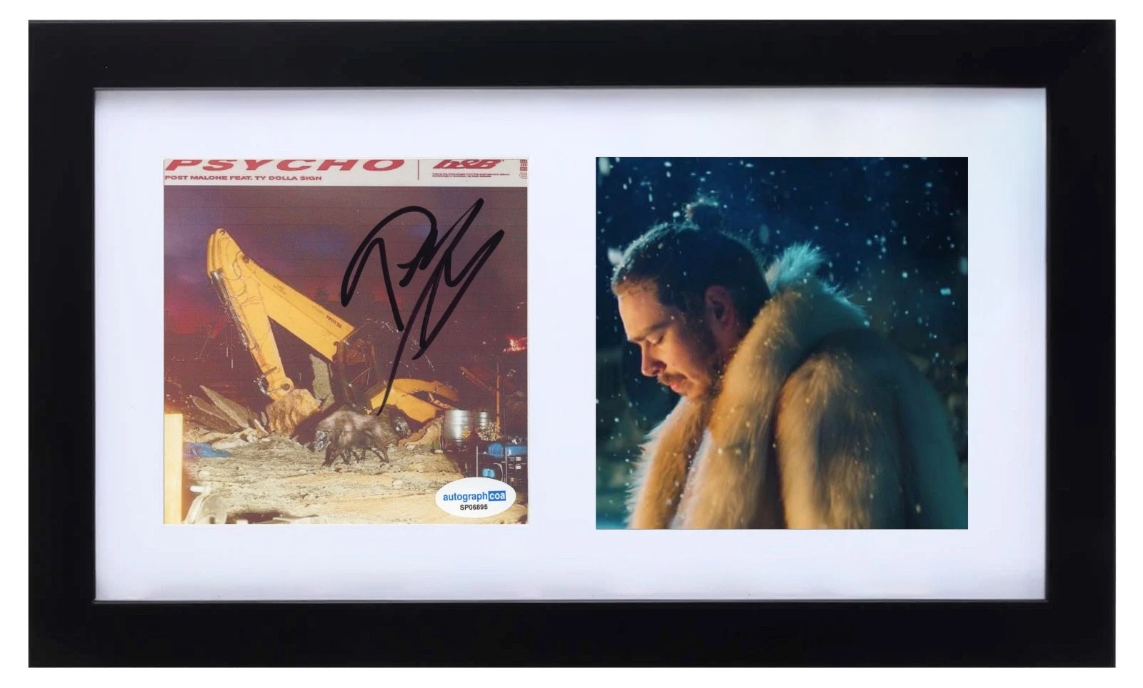 Post Malone Signed Autograph Psycho CD Cover Framed Display Austin Post ACOA COA