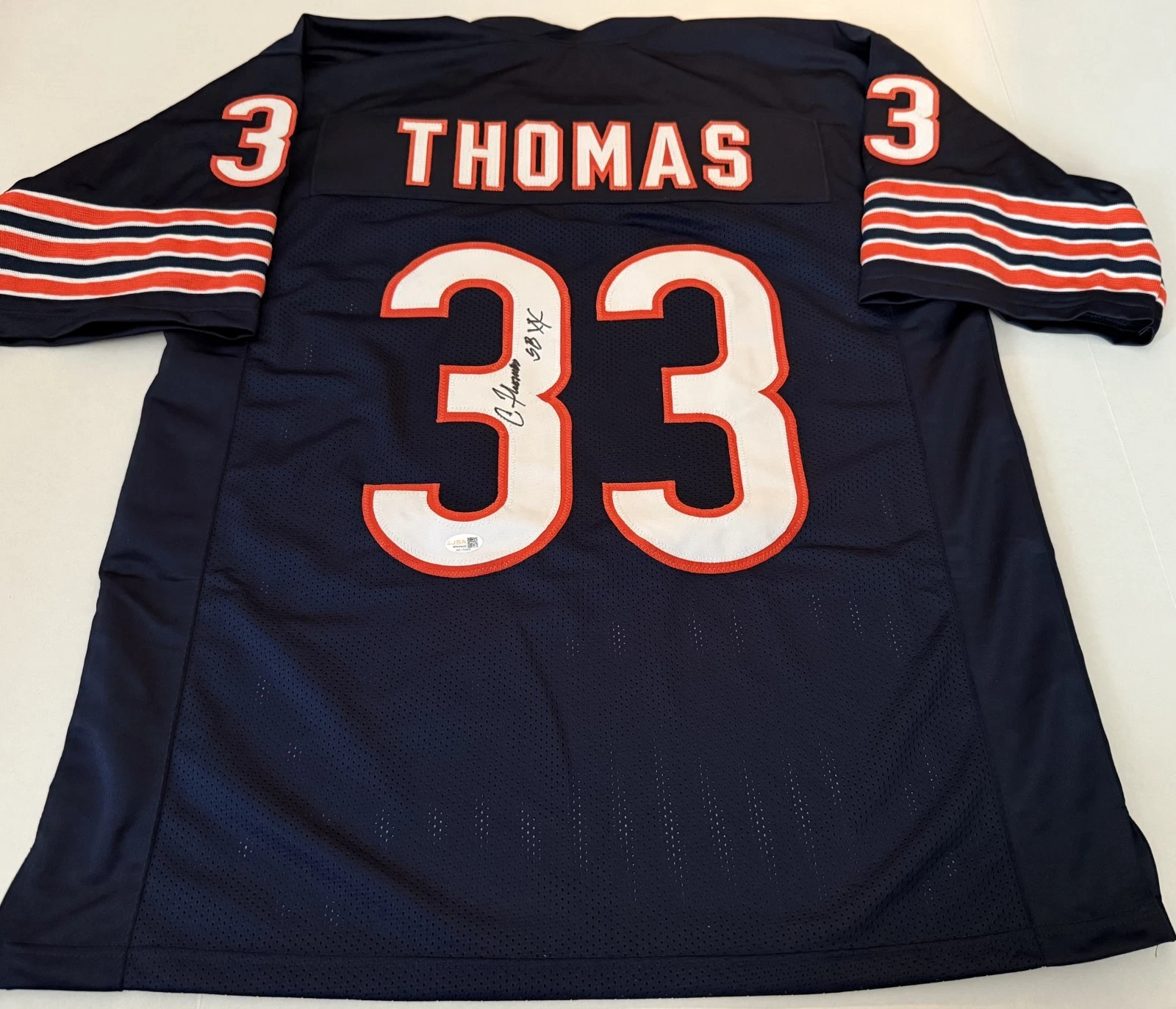 Calvin Thomas Chicago Bears signed Custom jersey + SB XX autographed JSA Witness