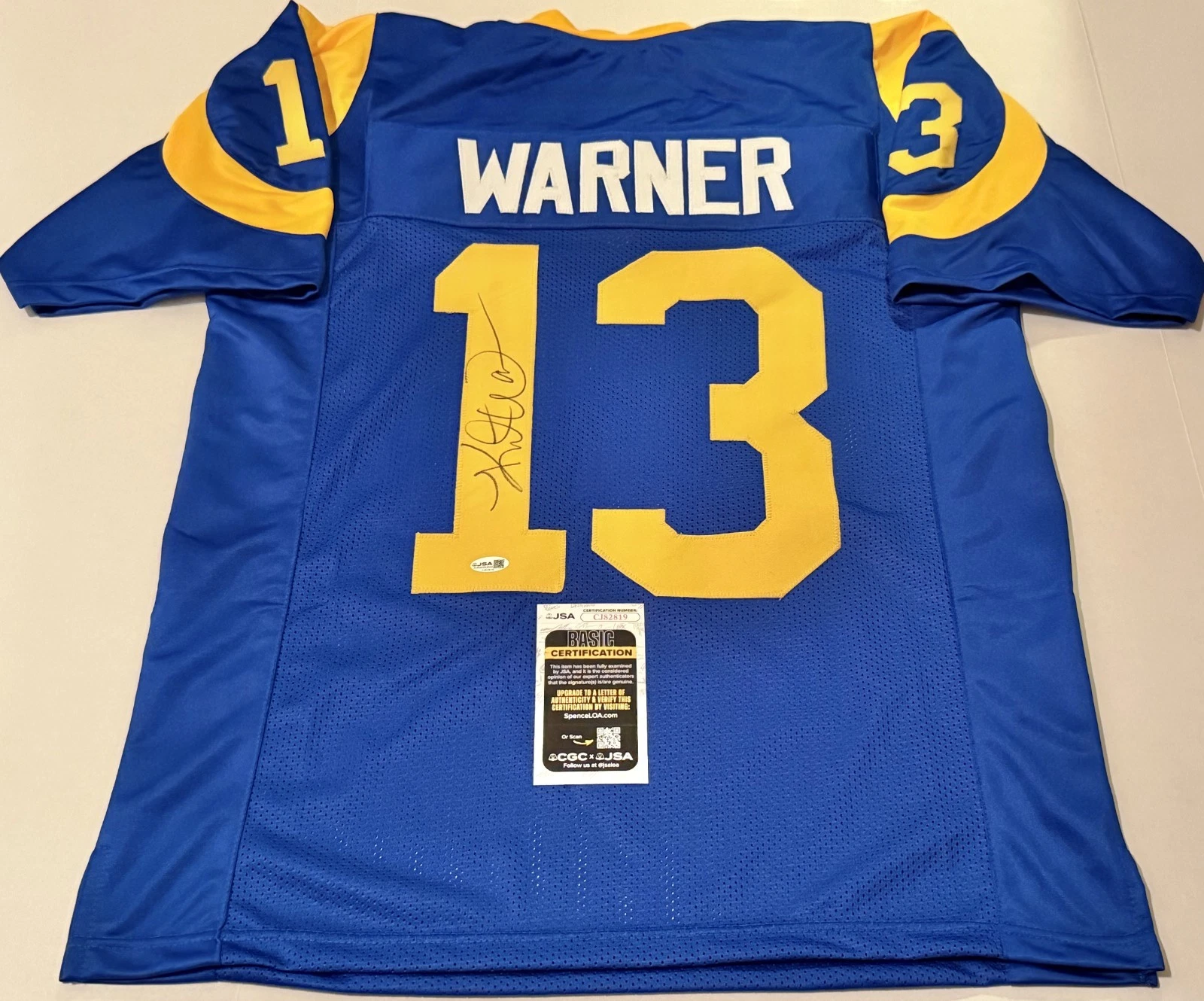 Kurt Warner St. Louis Rams signed Custom jersey autographed #2 JSA