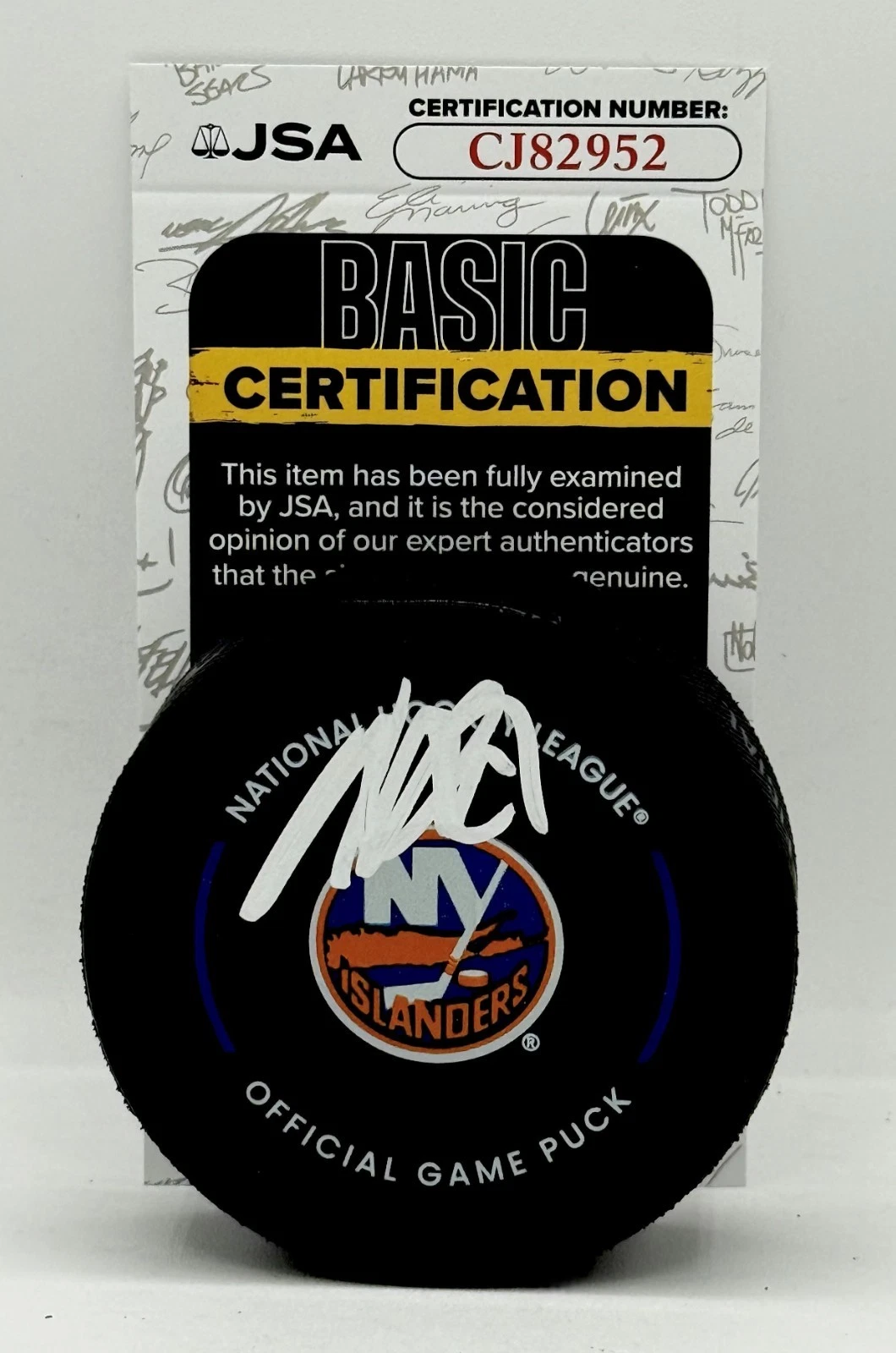 Alexander Romanov signed New York Islanders Official Game Puck autographed JSA