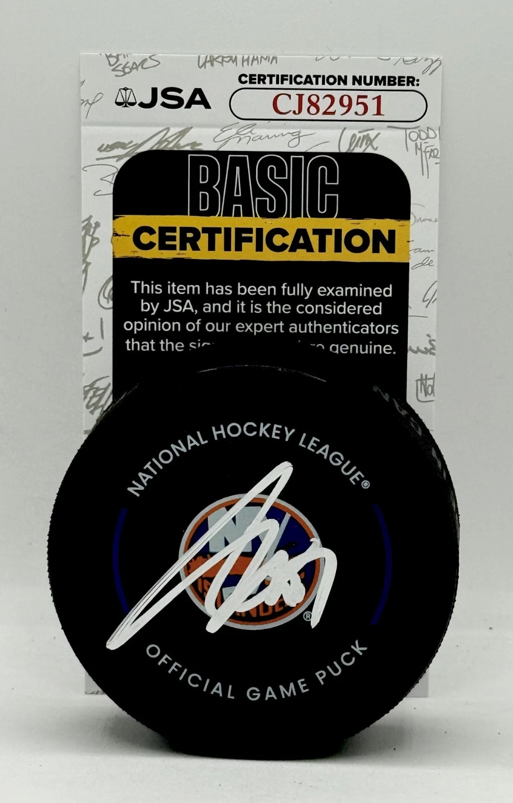 Anders Lee signed New York Islanders Official Game Puck autographed JSA