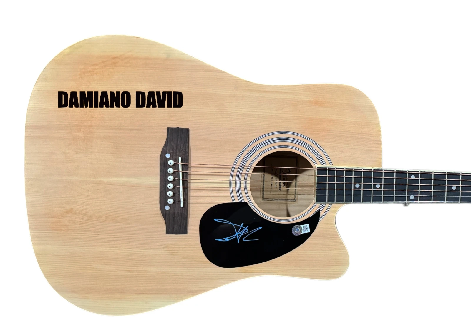 Damiano David MANESKIN Signed Autograph Full Size Acoustic Guitar Beckett COA