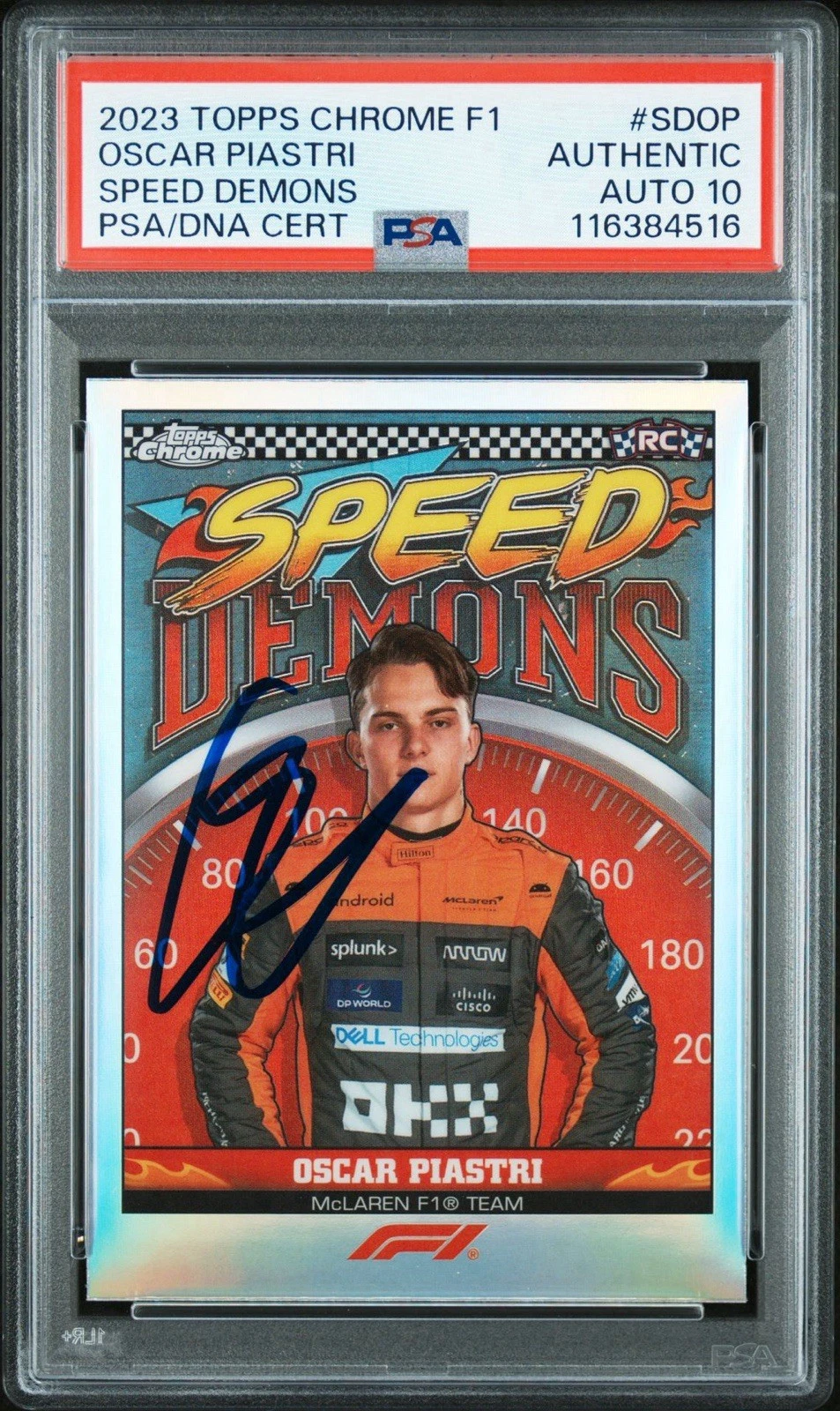 2023 Topps Chrome F1 #SD-OP Oscar Piastri Signed Speed Demons Rookie PSA AUTO 10