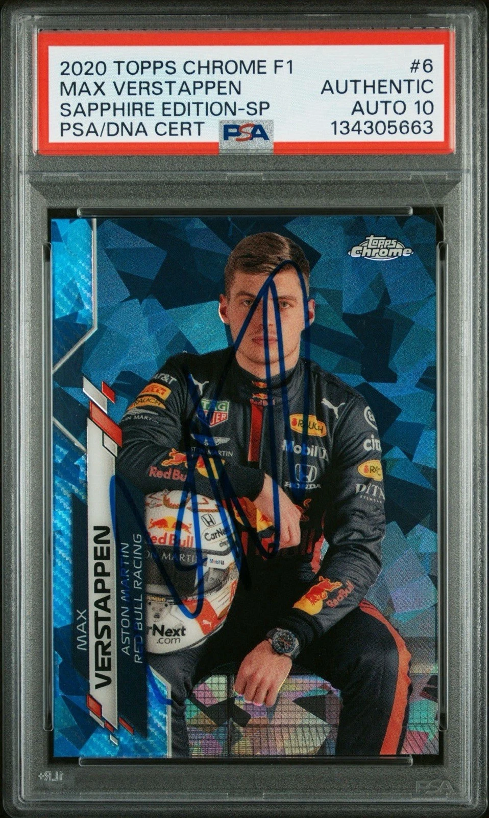 2020 Topps Chrome F1 #6 Max Verstappen Rookie Sapphire Edition SP PSA AUTO 10 RC