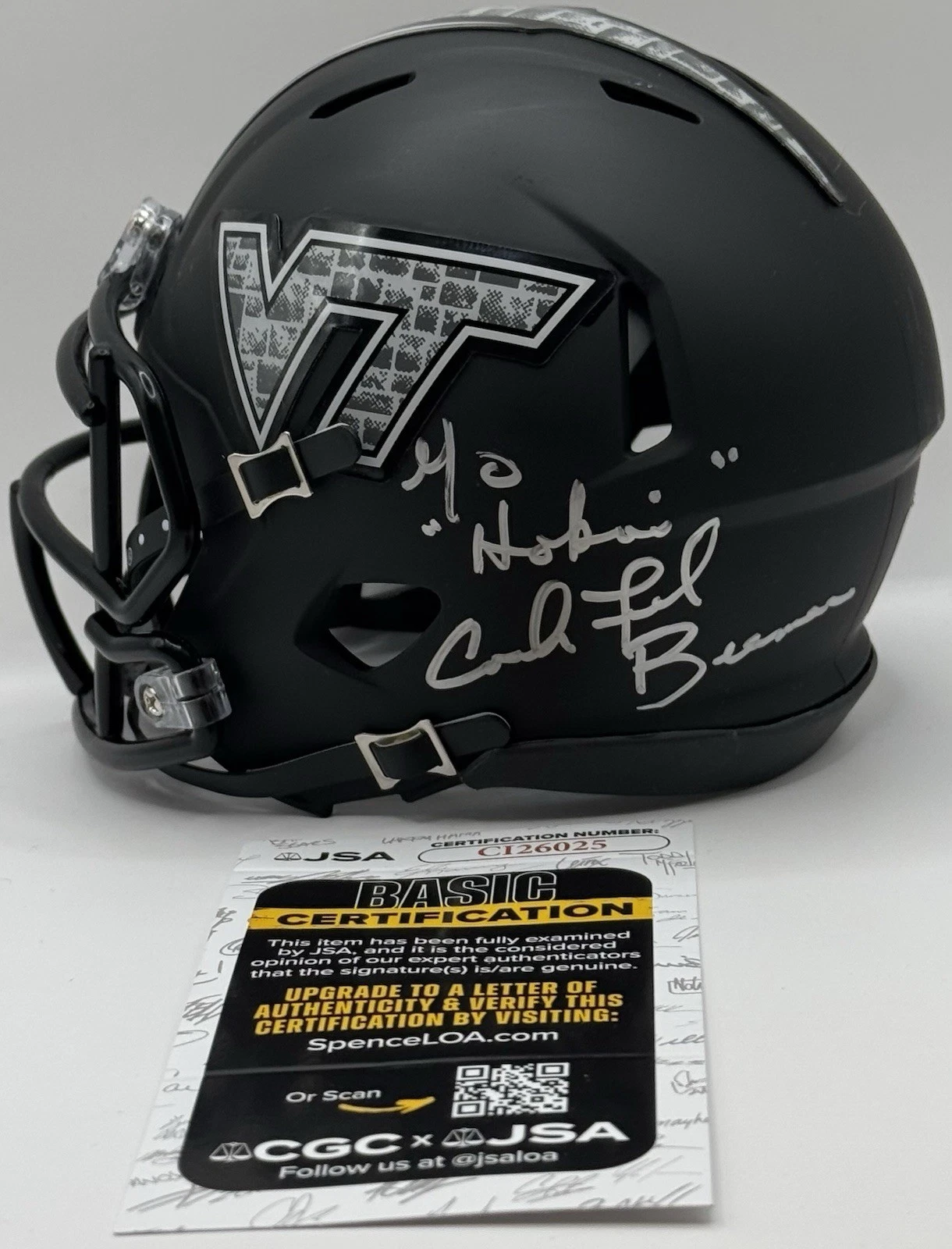 Frank Beamer Signed Autographed Virginia Tech Hokies Mini Helmet JSA COA