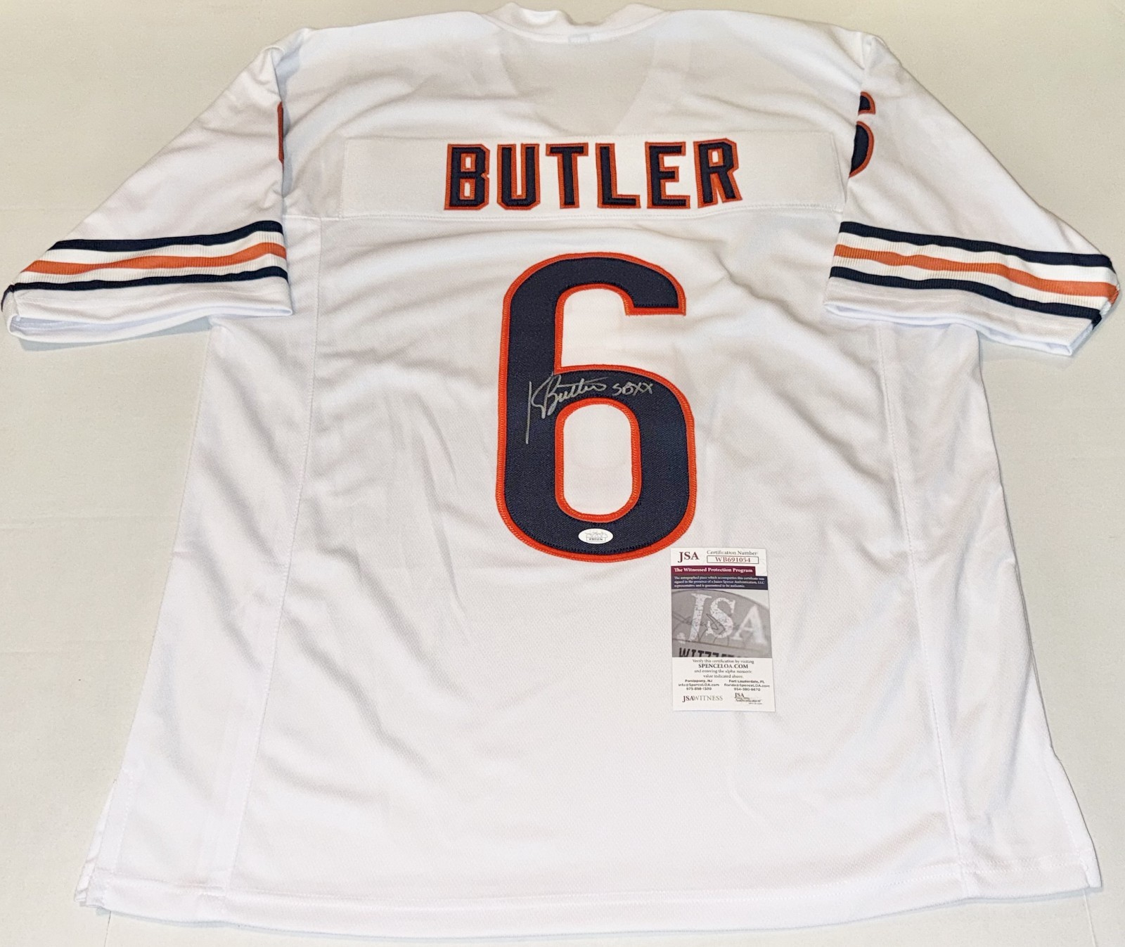 Kevin Butler Chicago Bears signed White Custom jersey JSA Witnessed