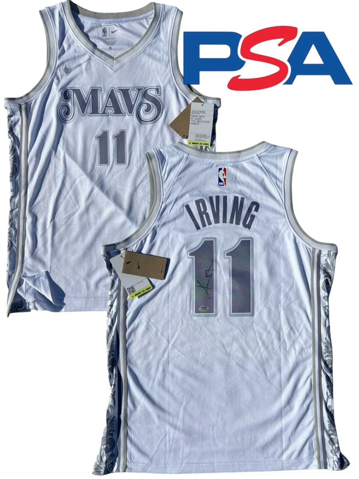 Kyrie Irving Signed 2024-2025 Dallas Mavericks #11 City Edition Jersey PSA AUTO
