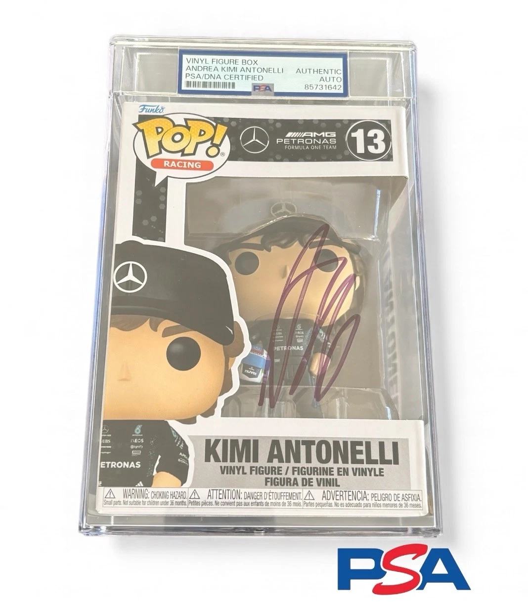 Kimi Antonelli Signed F1 Racing Funko Pop Auto #13 PSA ENCAPSULATED MERCEDES AMG