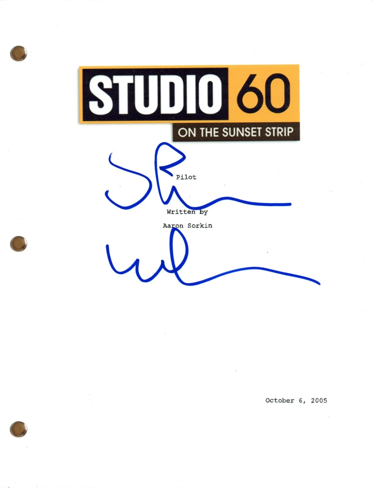 Steven Weber “Studio 60 on the Sunset Strip” Signed Autograph Pilot Script COA