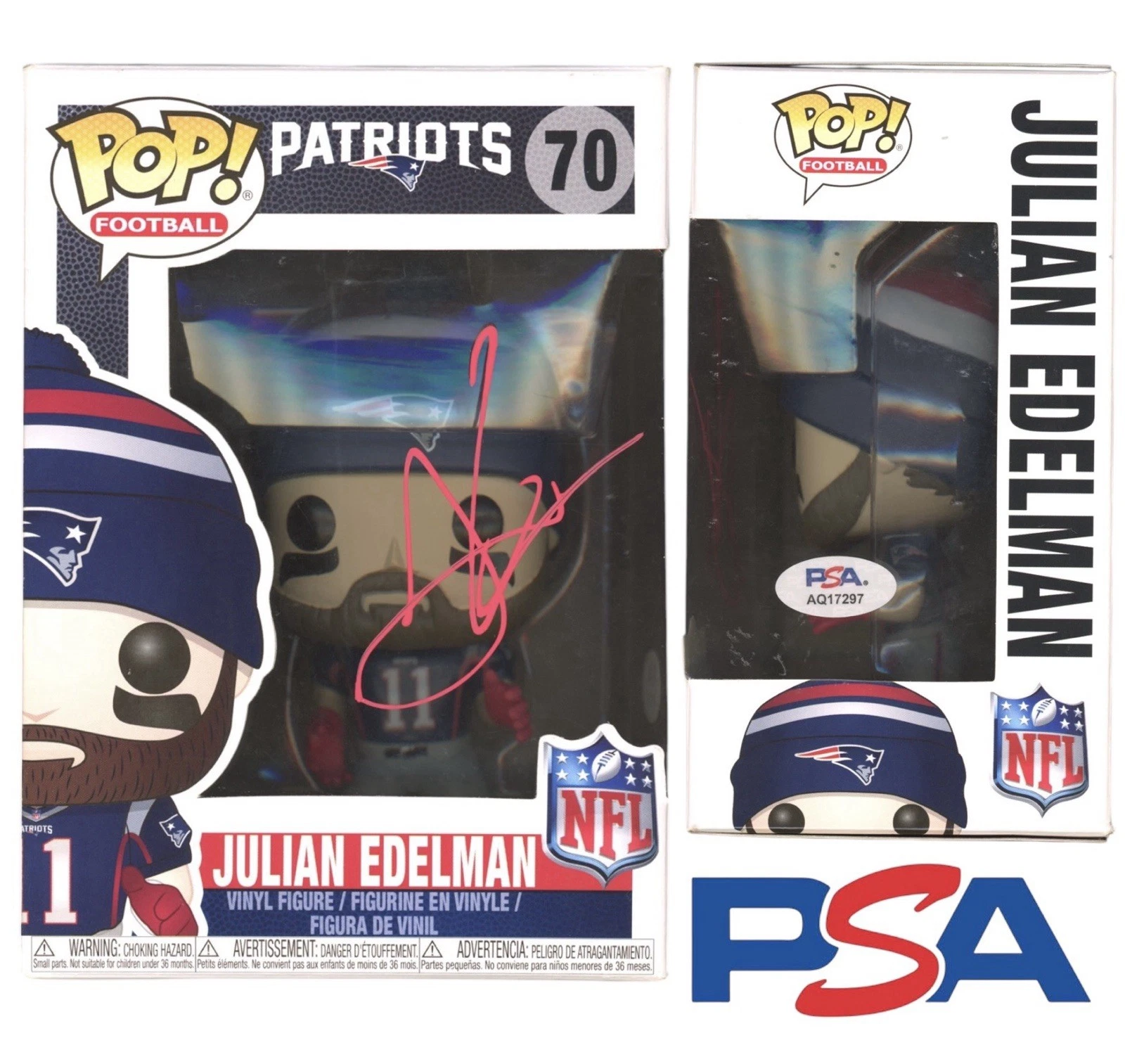 Julian Edelman Signed NFL Vaulted Funko Pop #70 PSA AUTO NEW ENGLAND PATRIOTS