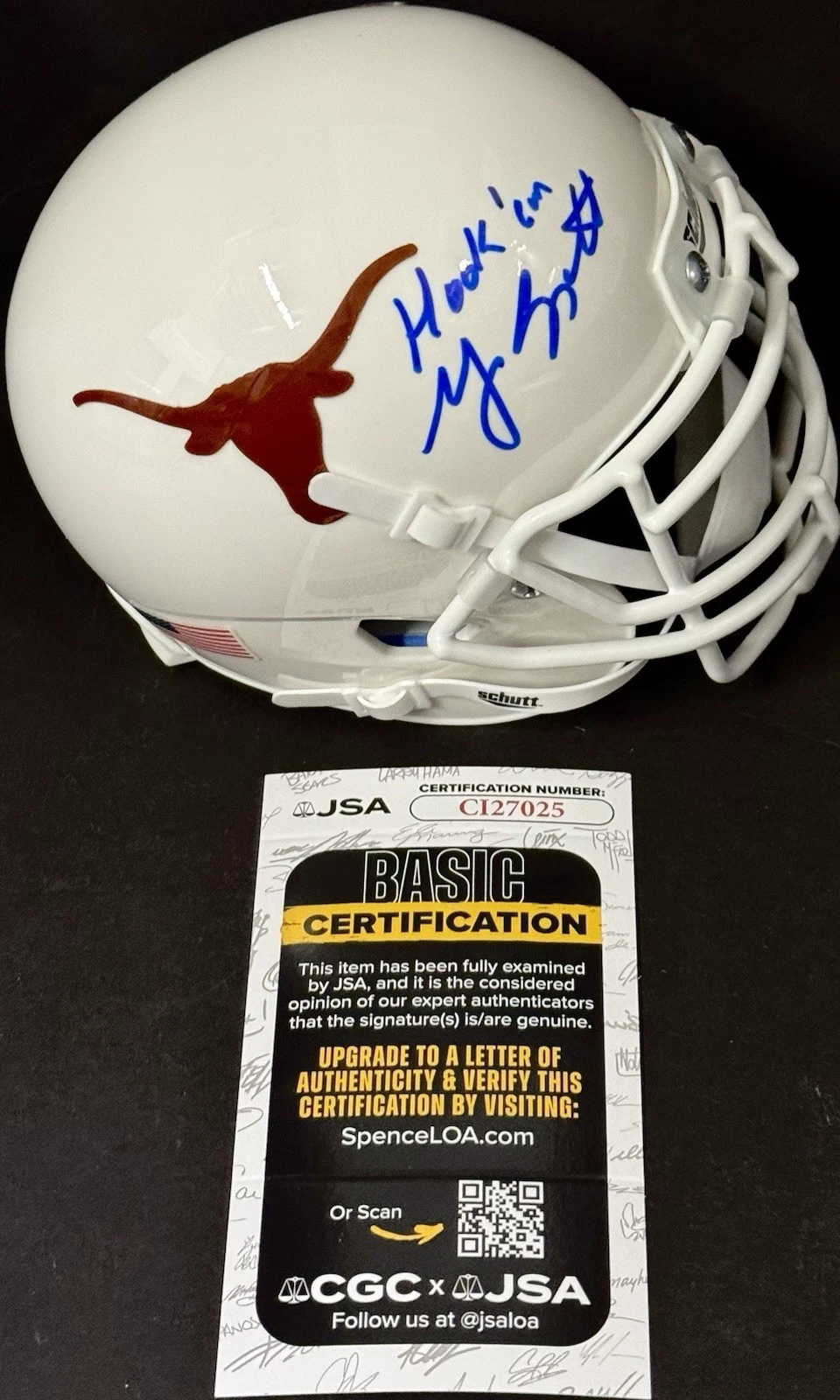 Major Applewhite Signed Autographed Texas Longhorns Mini Helmet JSA COA