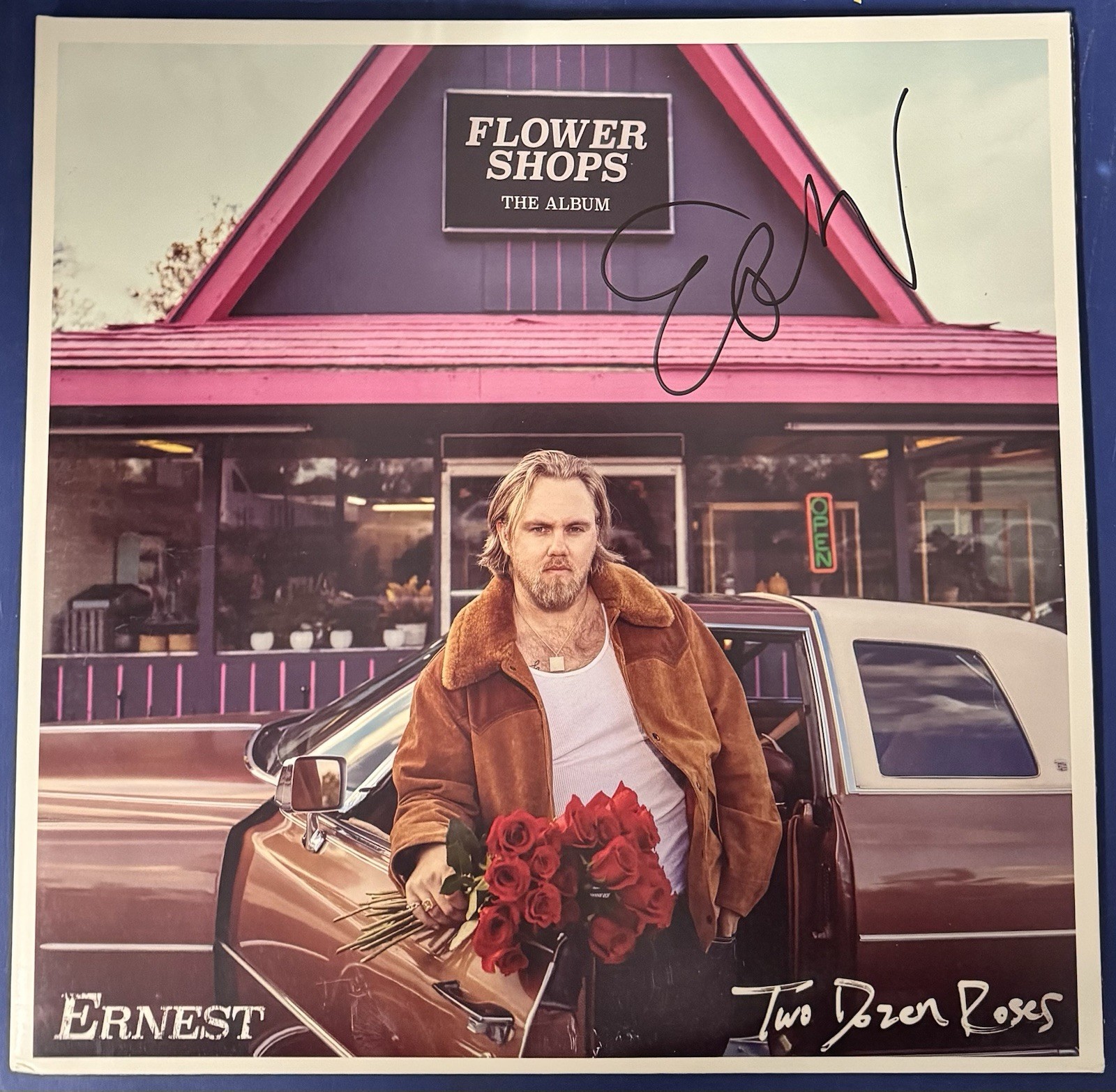Ernest Signed Autographed Two Dozen Roses Vinyl Flower Shops JSA COA