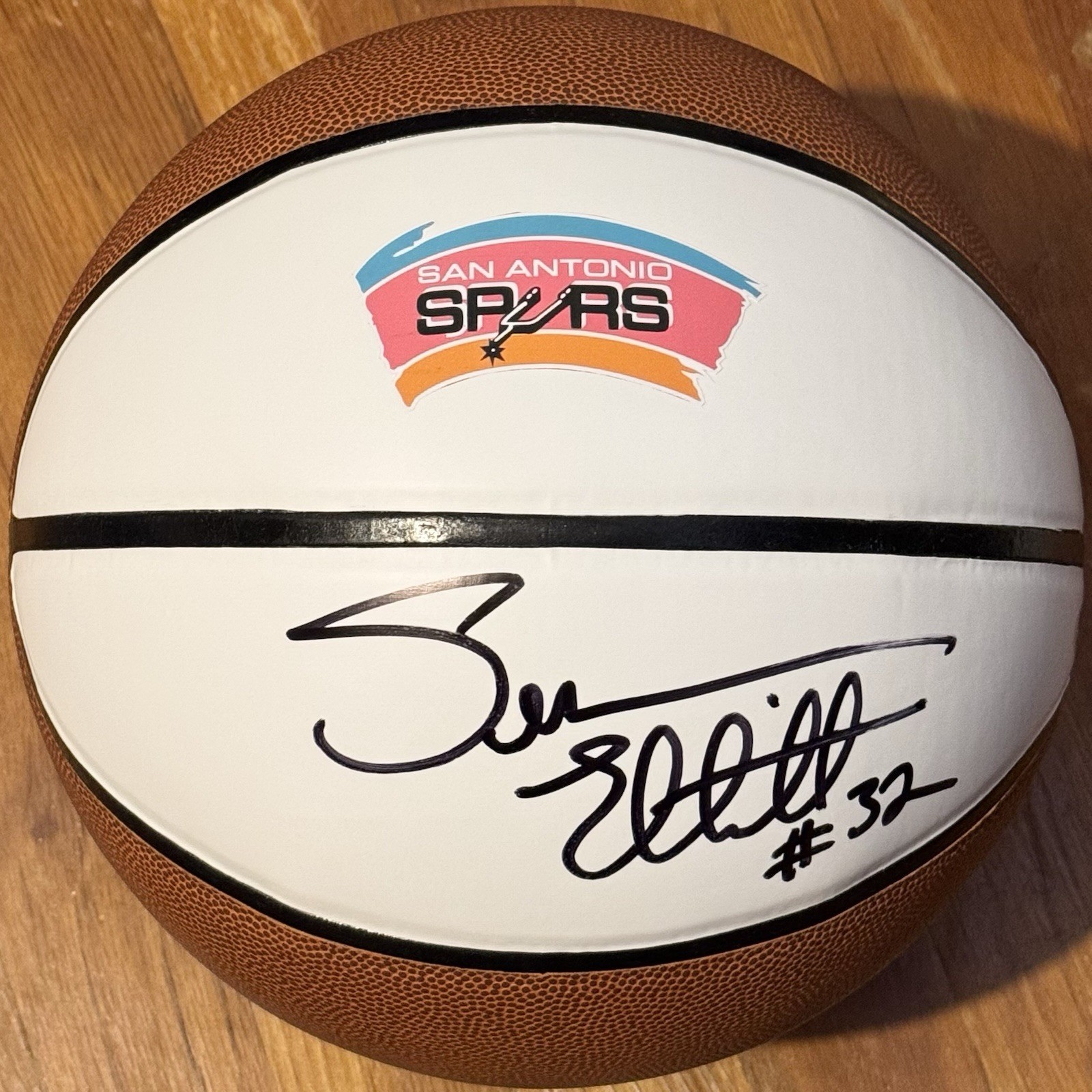 Sean Elliott Signed Autographed San Antonio Spurs Logo Basketball PSA/DNA COA