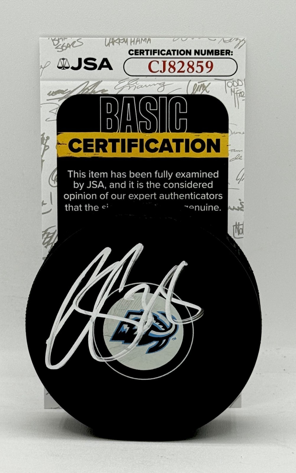 Liam O'Brien signed Utah Mammoth Logo Puck autographed JSA