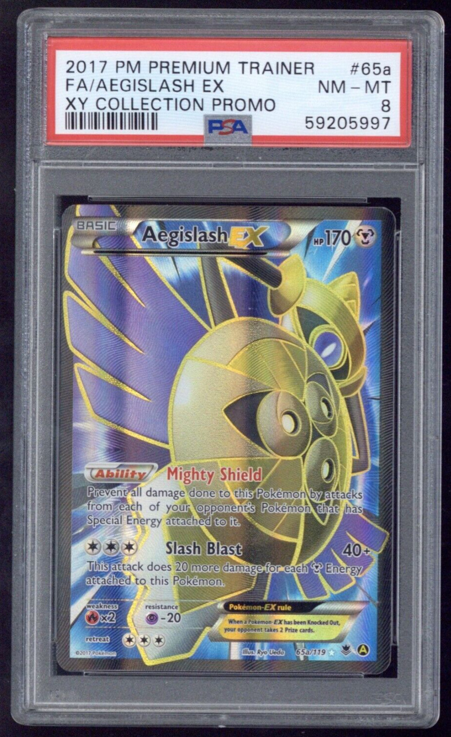 2017 POKEMON PREMIUM TRAINER XY COLLECTION PROMO 65A FULL ART/AEGISLASH EX PSA 8 COLLECTIBLE MEMORABILIA