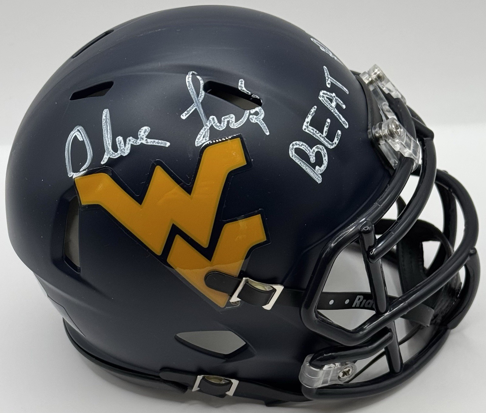 Oliver Luck Signed Autographed West Virginia Mountaineers Mini Helmet PSA/DNA