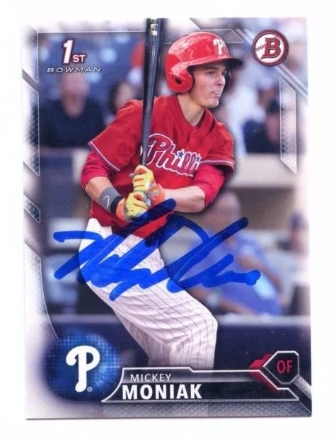 MICKEY MONIAK SIGNED 2016 BOWMAN DRAFT ROOKIE CARD PHILLIES AUTO B