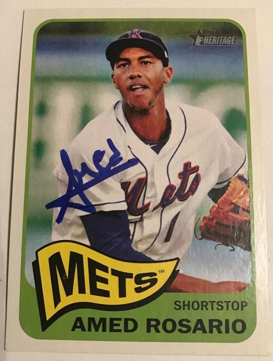 AMED ROSARIO SIGNED 2014 TOPPS HERITAGE MINORS ROOKIE CARD AUTO