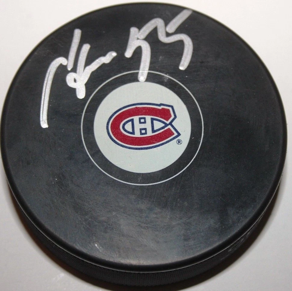 SERGEI GONCHAR SIGNED MONTREAL CANADIENS HOCKEY PUCK W/CASE COA
