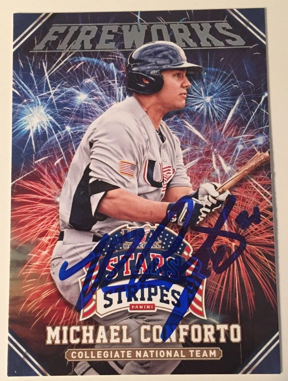 Michael Conforto signed 2015 Panini USA Stars and Stripes Fireworks card auto