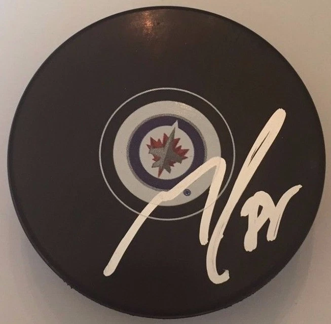 MATHIEU PERREAULT SIGNED WINNIPEG JETS PUCK W/CASE COA