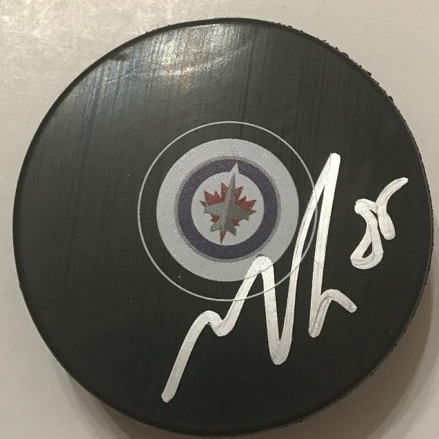 MATHIEU PERREAULT SIGNED WINNIPEG JETS PUCK W/CASE COA