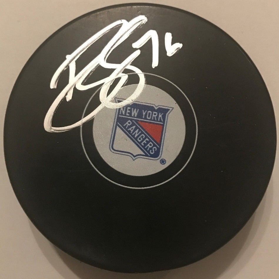 BRADY SKJEI SIGNED NEW YORK RANGERS PUCK W/CASE COA