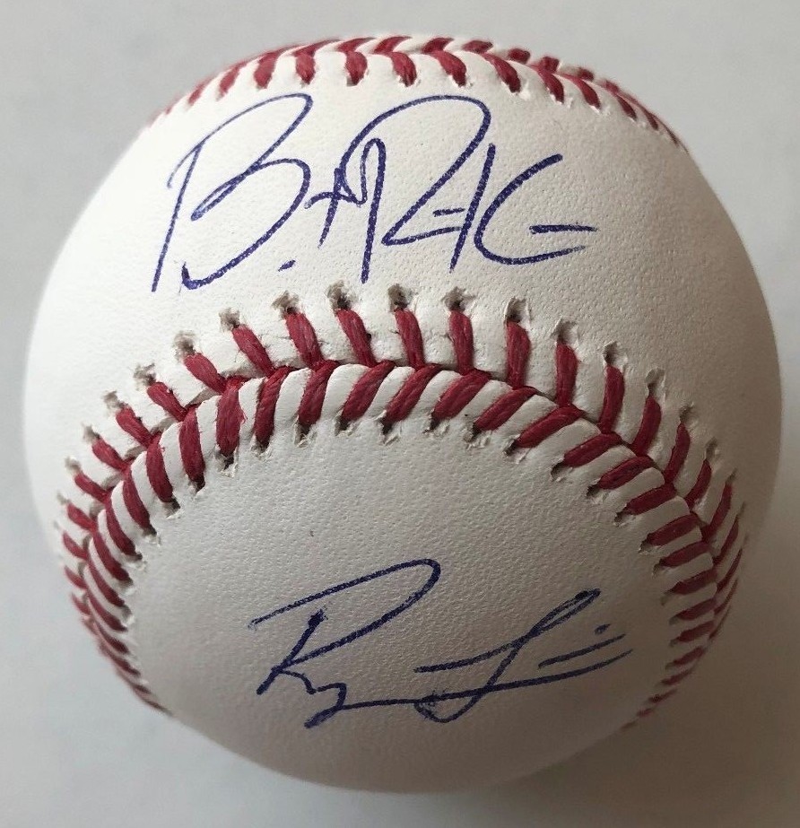 ROYCE LEWIS BRENT ROOKER SIGNED RAWLINGS MLB BASEBALL MINNESOTA TWINS COA
