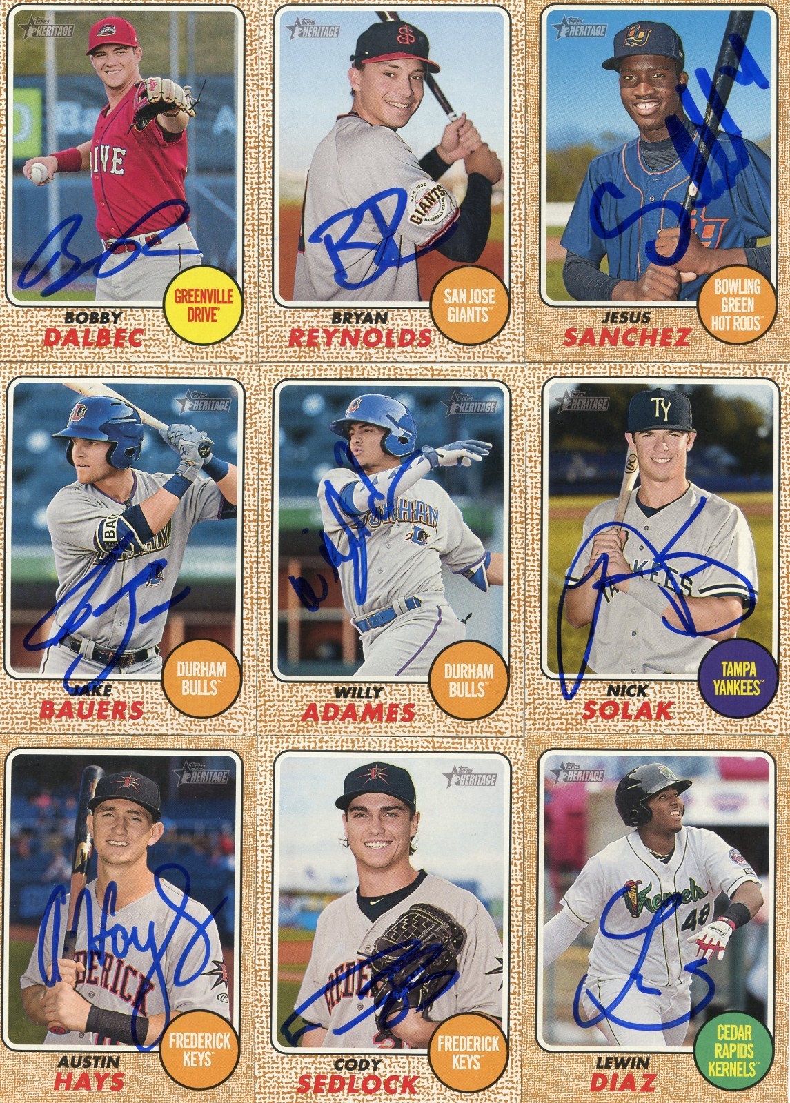 AUSTIN HAYS SIGNED 2017 TOPPS HERITAGE MINORS ROOKIE CARD AUTO