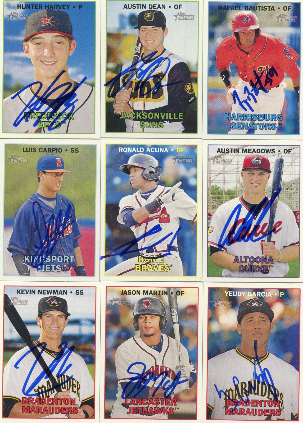 AUSTIN MEADOWS SIGNED 2016 TOPPS HERITAGE MINORS ROOKIE CARD AUTO