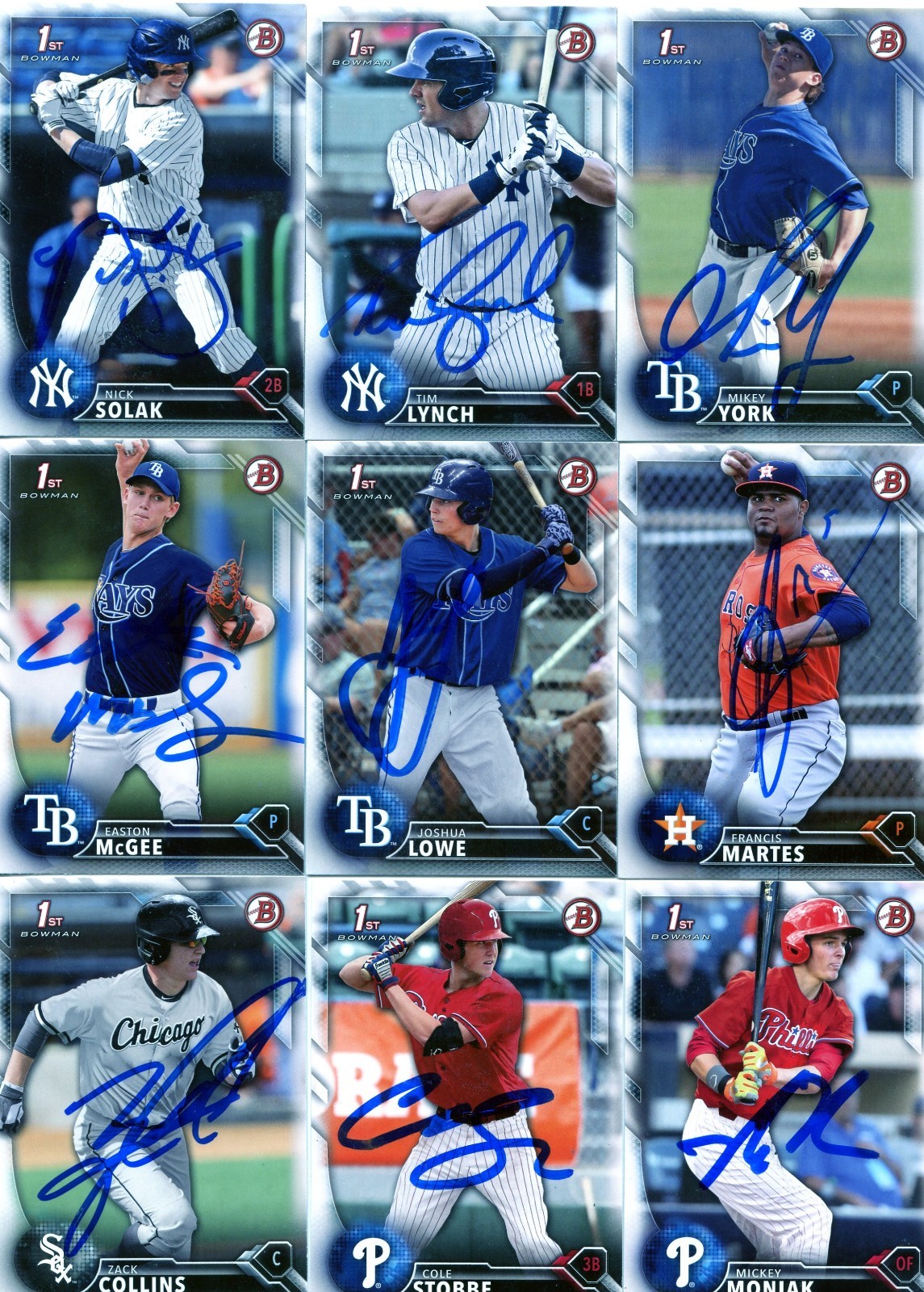 MICKEY MONIAK SIGNED 2016 BOWMAN DRAFT PROSPECT ROOKIE CARD AUTO