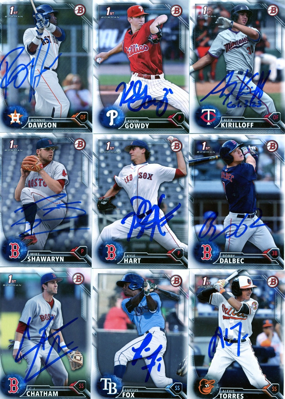 RONNIE DAWSON SIGNED 2016 BOWMAN DRAFT PROSPECT ROOKIE CARD AUTO