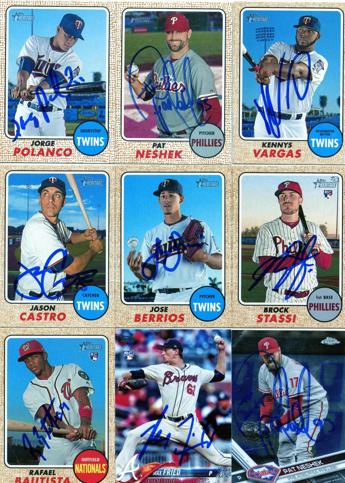 JOSE BERRIOS SIGNED 2017 TOPPS HERITAGE CARD AUTO