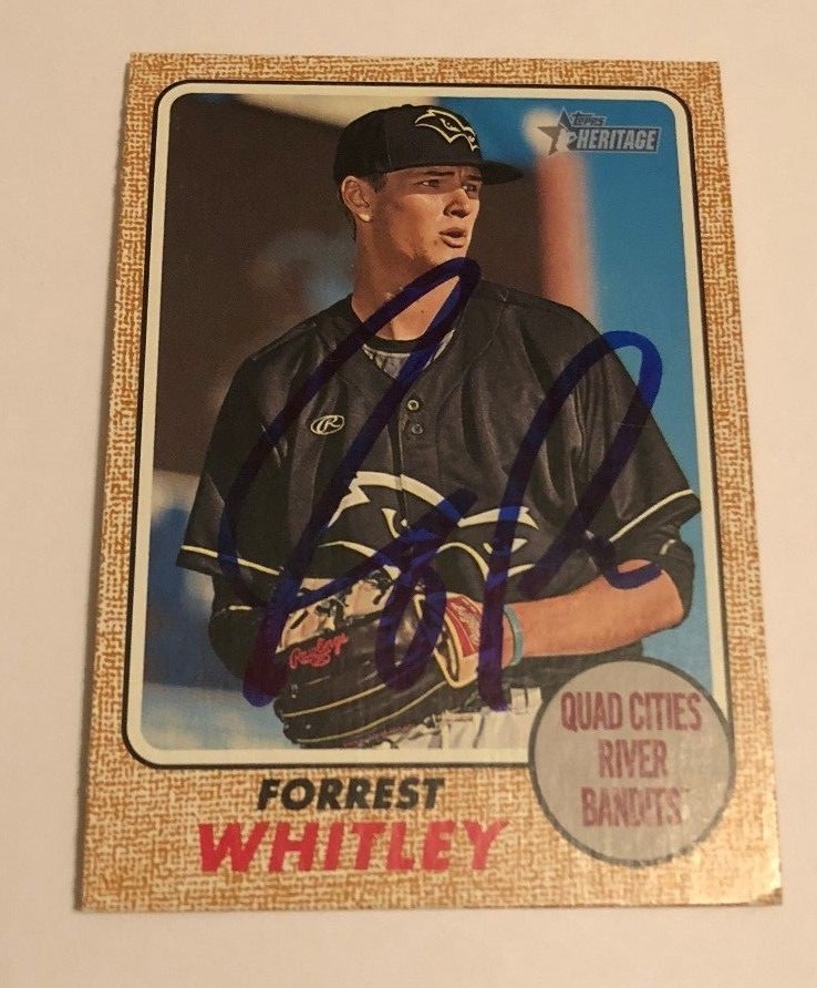 FORREST WHITLEY SIGNED 2017 TOPPS HERITAGE MINORS PROSPECT ROOKIE CARD AUTO