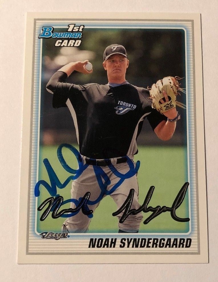 NOAH SYNDERGAARD SIGNED 2010 BOWMAN DRAFT PROSPECT ROOKIE CARD AUTO