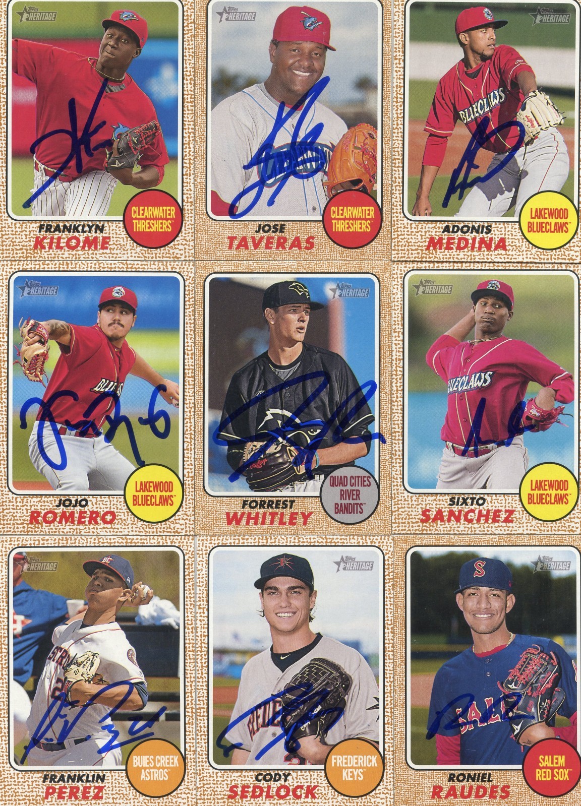 FORREST WHITLEY SIGNED 2017 TOPPS HERITAGE MINORS ROOKIE CARD AUTO