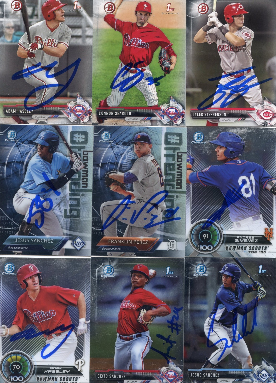 SIXTO SANCHEZ SIGNED 2018 BOWMAN CHROME SCOUTS 100 ROOKIE CARD AUTO