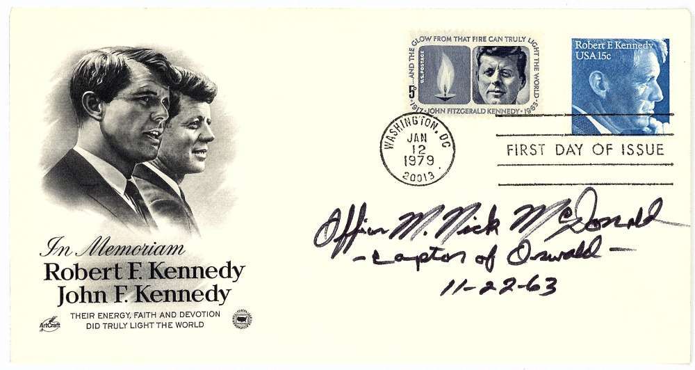 Nick McDonald Signed FDC First Day Cover JFK Lee Harvey Oswald Beckett BAS