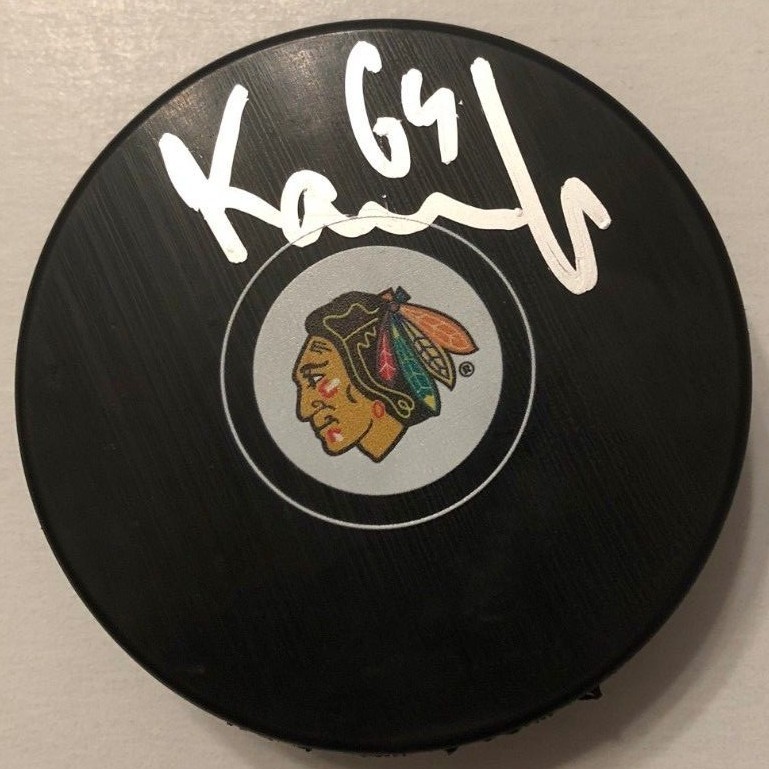 DAVID KAMPF SIGNED CHICAGO BLACKHAWKS PUCK W/CASE COA