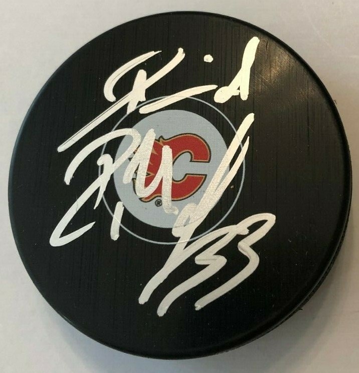 DAVID RITTICH SIGNED CALGARY FLAMES HOCKEY PUCK W/CASE COA