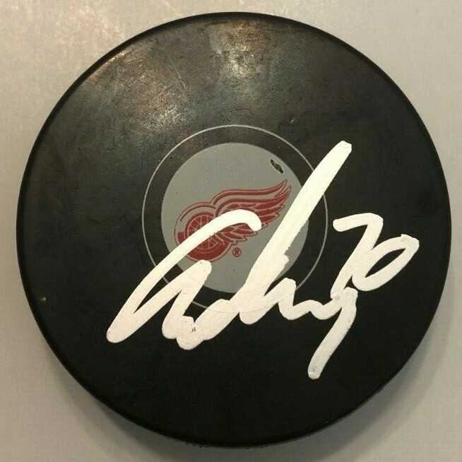 CHRISTOFFER EHN SIGNED DETROIT RED WINGS HOCKEY PUCK W/CASE COA