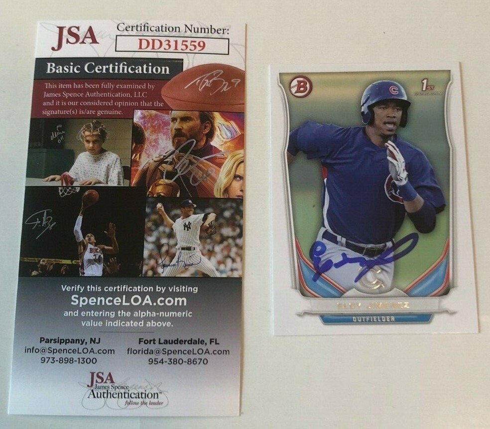 ELOY JIMENEZ SIGNED 2014 BOWMAN DRAFT PROSPECT ROOKIE CARD AUTO JSA