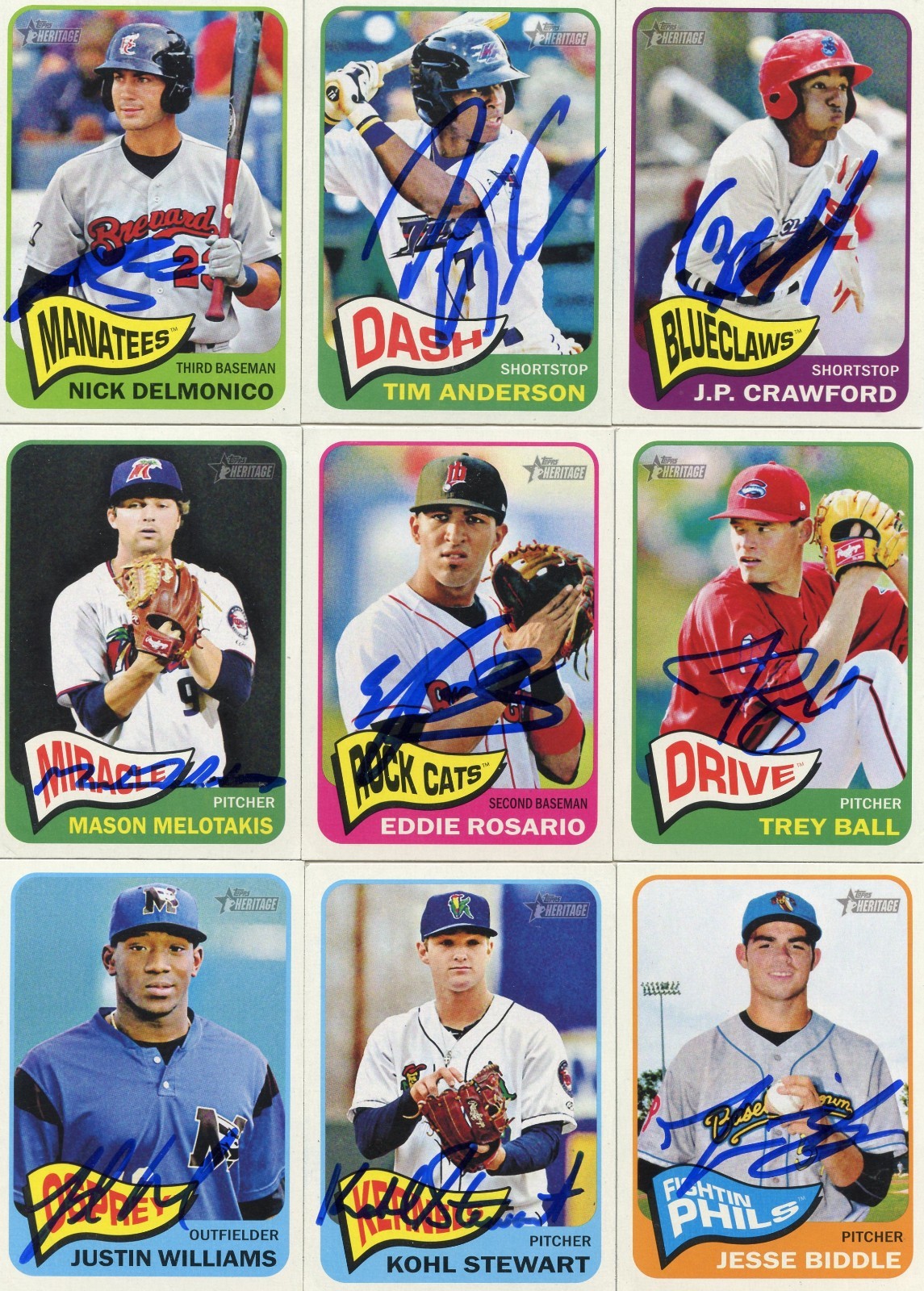 EDDIE ROSARIO SIGNED 2014 TOPPS HERITAGE MINORS ROOKIE CARD AUTO
