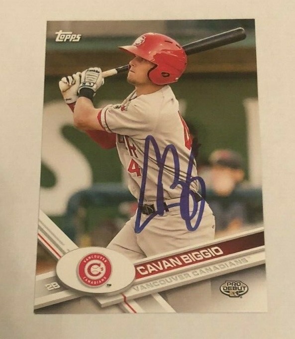 CAVAN BIGGIO SIGNED 2017 TOPPS PRO DEBUT PROSPECT ROOKIE CARD AUTO
